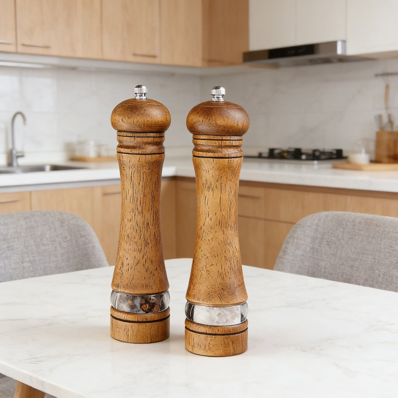 Ensemble de moulins à sel et à poivre en bois de qualité supérieure avec mouture réglable, moulins manuels rechargeables avec moulin en céramique pour la cuisine et la salle à manger