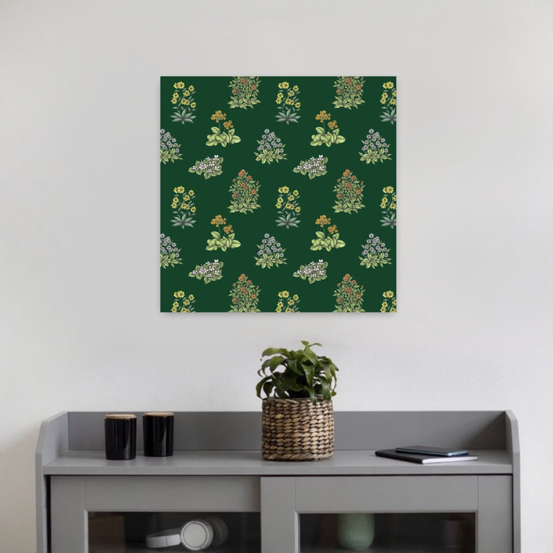 Art contemporain, art floral rétro, H 18 po x l 18 po