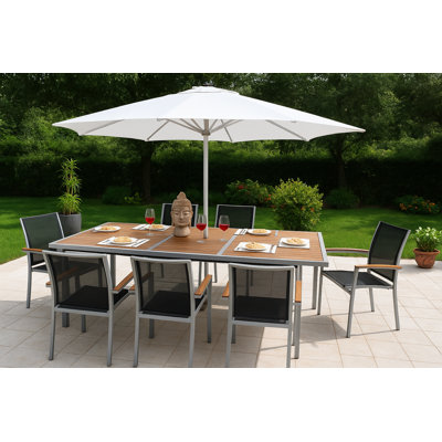 Ensemble repas d'extérieur en aluminium gris clair 9 pièces Tierney