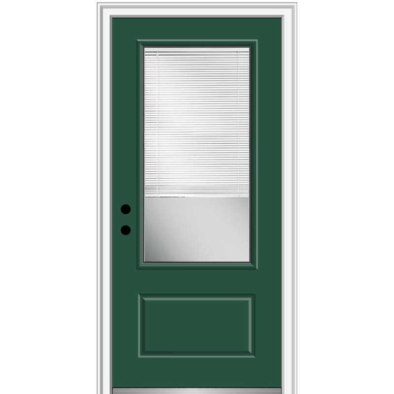 Porte d'entrée interne pré-montée en fibre de verre 1 panneau, Vert forêt, Main droite