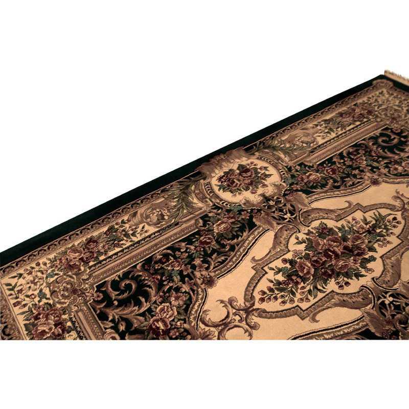 Tapis rouge / noir / brun en laine noué à la main de conception unique 6 pi 1 po x 9 pi