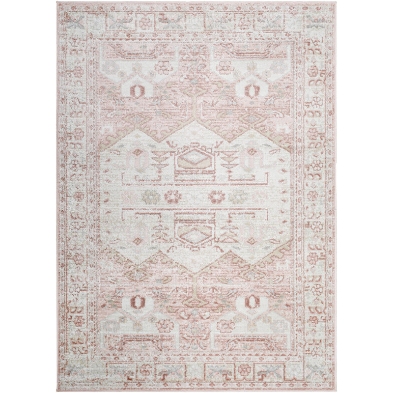 Tapis rose / blanc Giunta, Rectangle 7 pi 9 po x 9 pi 6 po