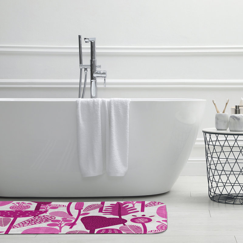 Tapis de bain Botanical Blooms, L 17 po x L 24 po, Rose