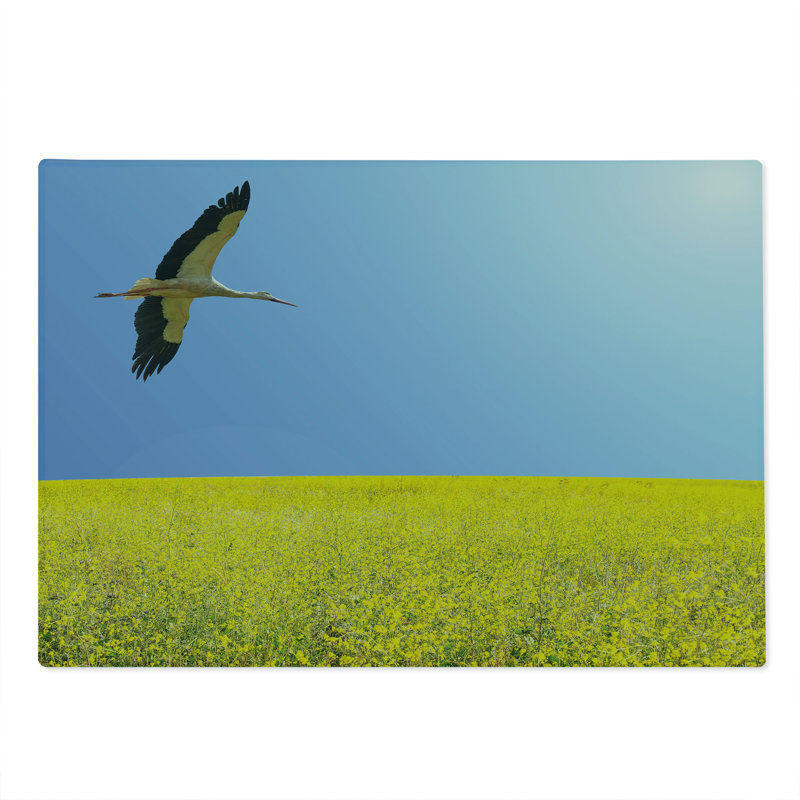 Multicolore cigogne volante Ambesonne