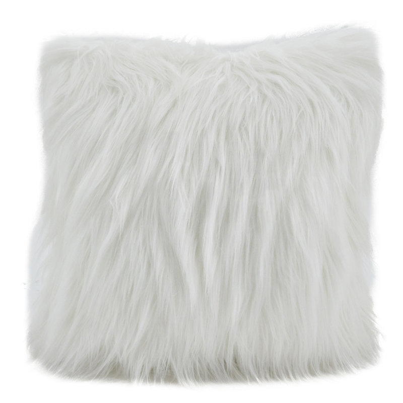Housse et insert de coussin carré en fausse fourrure , Ivoire