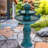 Weather-Resistant Resting Birds Contemporary Blue Ceramic 2-Tiered Outdoor Water Fountain-462011235
