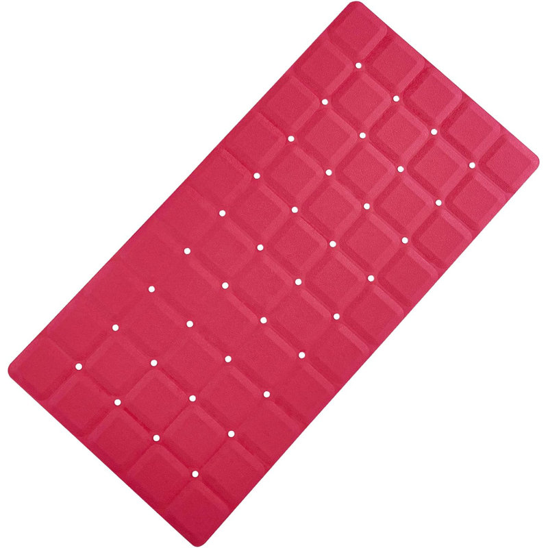 Red Foldable Silicone Bathtub Mat 35.8"x17.7"