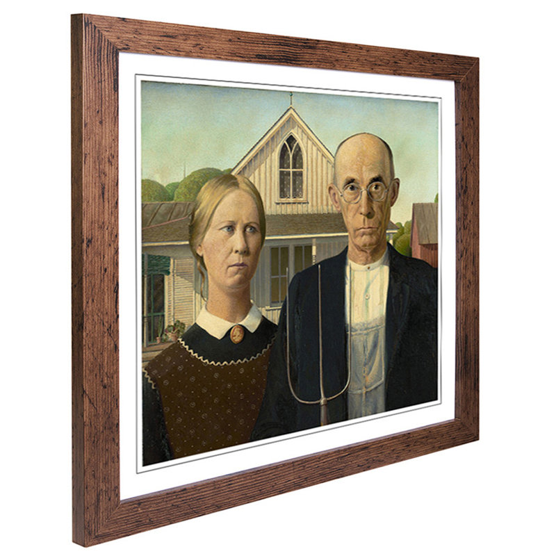 American Gothic by Grant Wood - Framed Print, Walnut