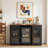 Large Coffee Bar Cabinet with Fridge Space, Mini Fridge Cabinet with Wine Storage, Buffet Sideboard Table for Home