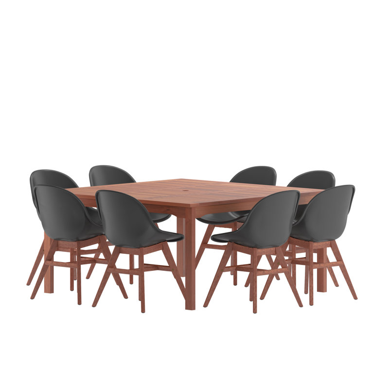 Anautica 8 - Person Wood Patio Dining Set with Square Table