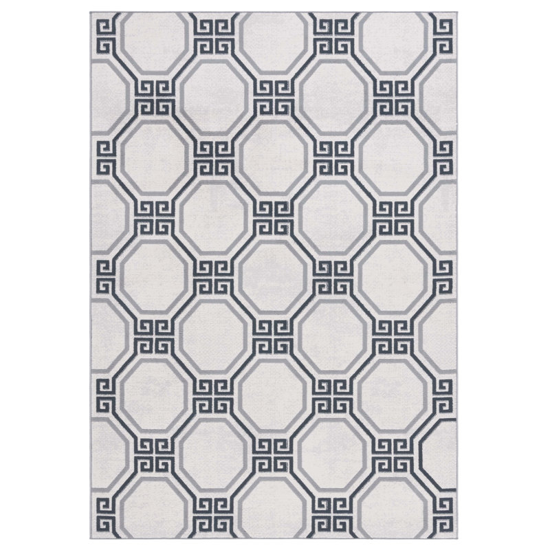 Aldeen Performance Geometric Rug, Round 6'7"