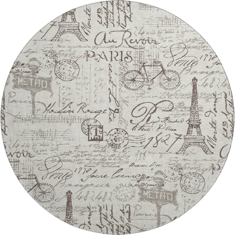 Premium Machine Washable Mayfield AMF2209 novelty Rug, Linen, 8' Round