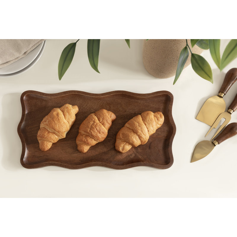 Waylock Four-Piece Cheese Board Set with Utensils, Wood, Dark Brown Wood/Gold