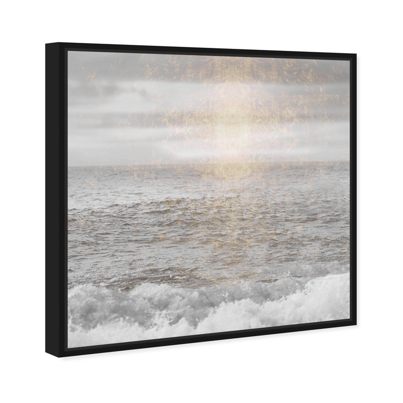 «Water Grey Sea Coastal», impression sur toile, H 30 po x l 30 po, Toile avec cadre noir