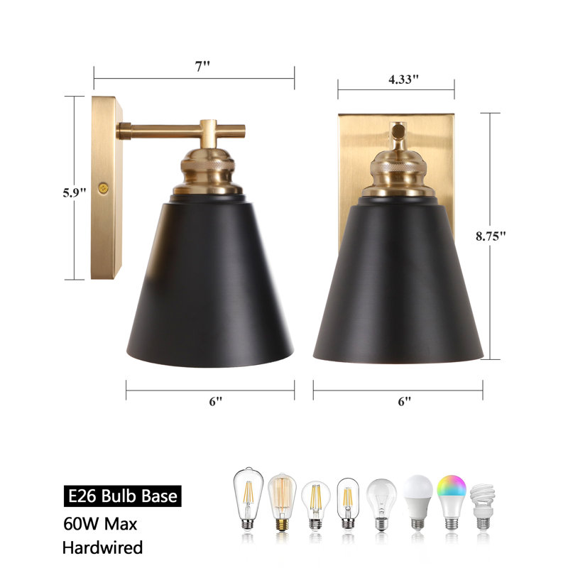 Dimmable Black Gold Bathroom Vanity Light (set of 2), 1
