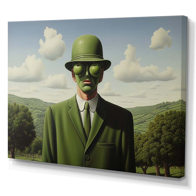 Portrait d'un homme vert surréalisme - art mural surréalisme, Toile tendue, H 34 po x l 44 po x P 1,5 po