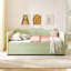 Lit de jour double, lit de jour rembourré en vichy équipé d'un cadre gigogne escamotable et d'une poche de rangement latérale, canapé-lit multifonctionnel en bois massif pour chambre d'enfant et chambre d'amis-958171184-958171185