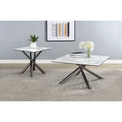Newport Mirage White 2-Piece Coffee Table Set