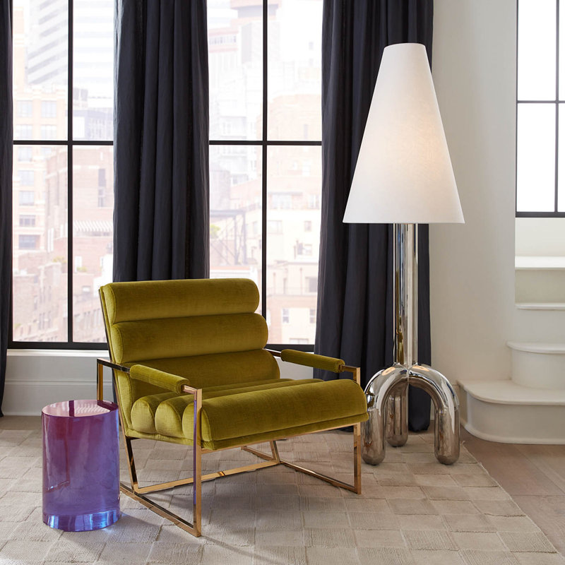 Channeled Goldfinger Lounge Chair, Duquette Pear Fabric