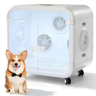 Séchoir automatique WITSHOCK 5,3 pi³ pour chats et chiens de petite et moyenne taille, ultra silencieux, avec contrôle intelligent de la température (26 °C - 45 °C), rotation à 360 °C, capacité de 150 L, roulettes, idéal pour le toilettage à la maison après le bain.