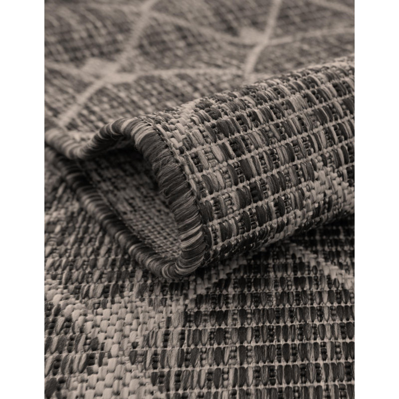 Tapis intérieur / extérieur gris anthracite Leyla, Carré 13 pi