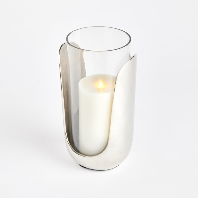 Hurricane Candle Holder, 11" H x 6" W x 6" D, Silver