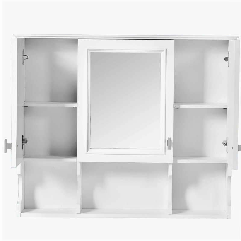 Armoire à pharmacie murale 35 po x 28 po, armoire de salle de bain moderne avec miroir, armoire à miroir avec tablettes ouvertes