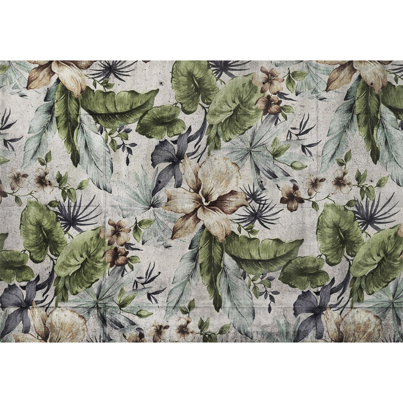 Murale florale Auralee, Vert, L 57 po x L 41 po