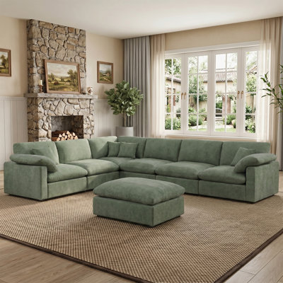 Canapé modulaire surdimensionné réversible à assise profonde 7 pièces 144 po Chenille