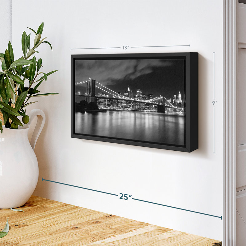 «Brooklyn Bridge At Night Wall Art», H 9 po x l 13 po