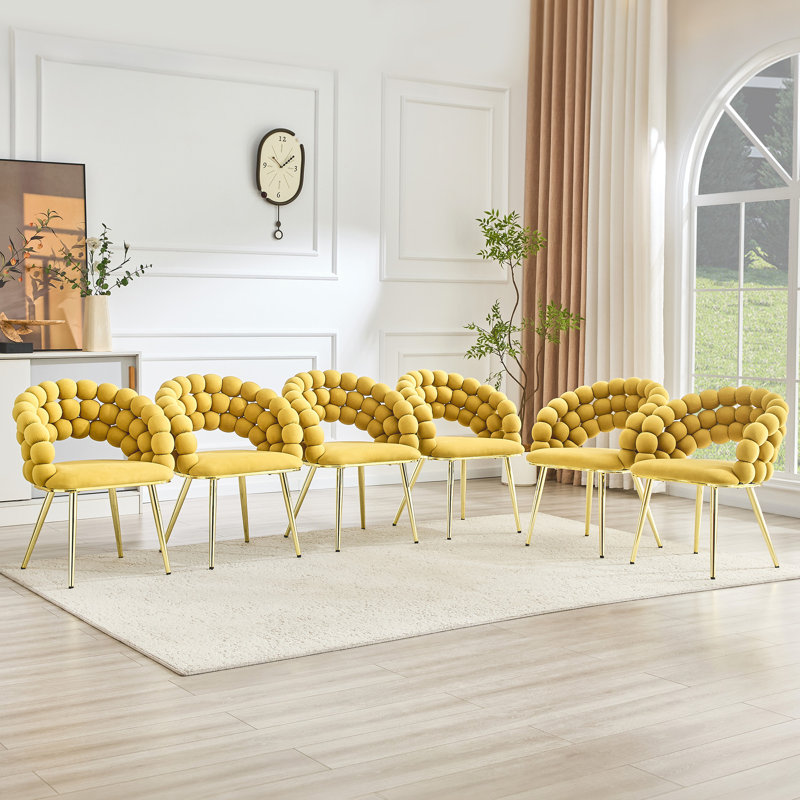 Chaises de salle à manger en velours bulles, pieds en métal doré, ensemble de salle à manger moderne
