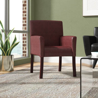 Paulson LeatherSoft Executive Side Reception Chair with Mahogany Legs