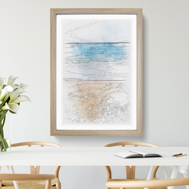 Upon a Beach in Tarragona Spain - Picture Frame Painting Print, Oak Framed, 63cm H x 45cm W x 2cm D