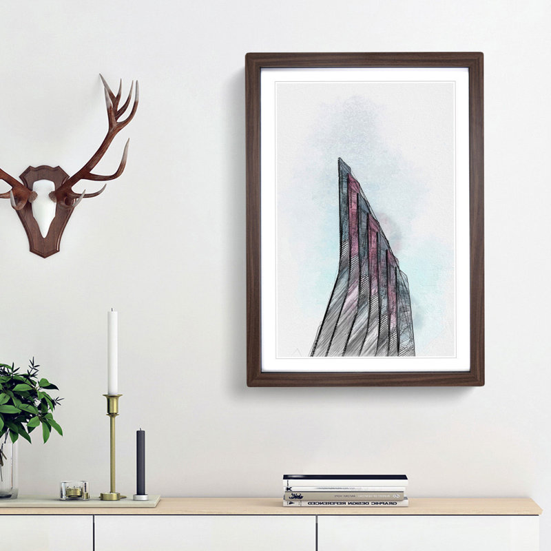 Sketching the Architecture Vol.46 - Picture Frame Drawing Print, Walnut Framed, 36cm H x 27cm W x 2cm D