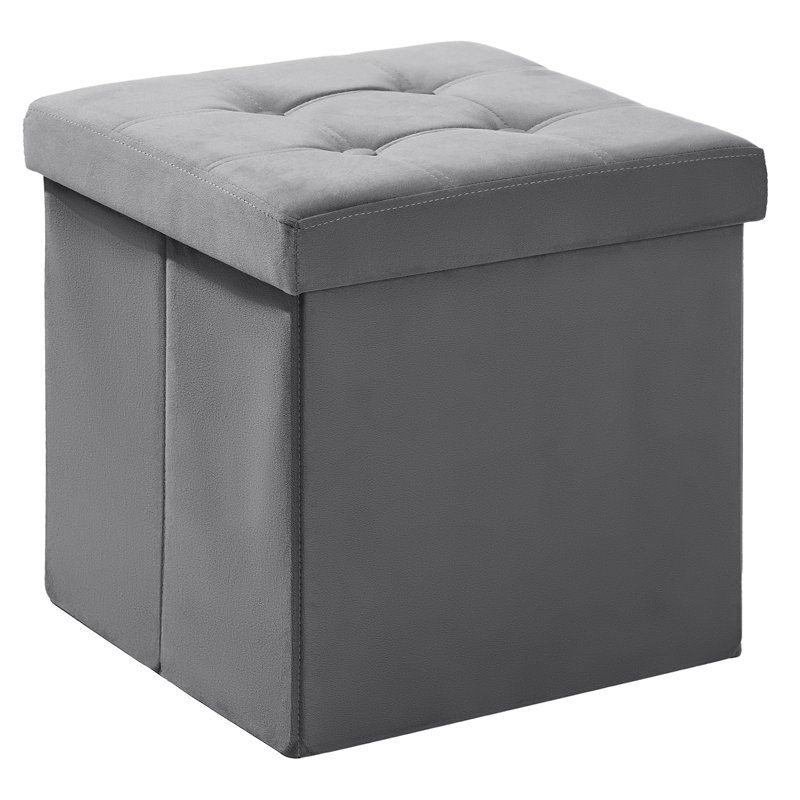 Repose-pieds pliant avec repose-pieds en velours, Gris