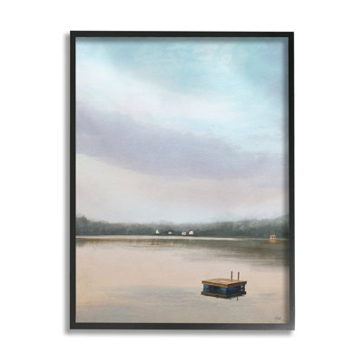«Lone Floating Dock Serene Lake View Pastel Sky Giclee», art texturé par Amy Hall
