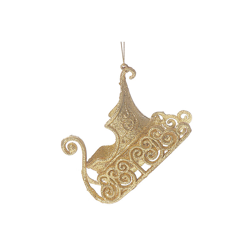 Gold Glitter Plastic Trumpet-Shaped Holiday Ornament Set