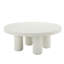 Table basse ronde de 35 pouces avec un design moderne et une finition en bois manufacturé blanc doux