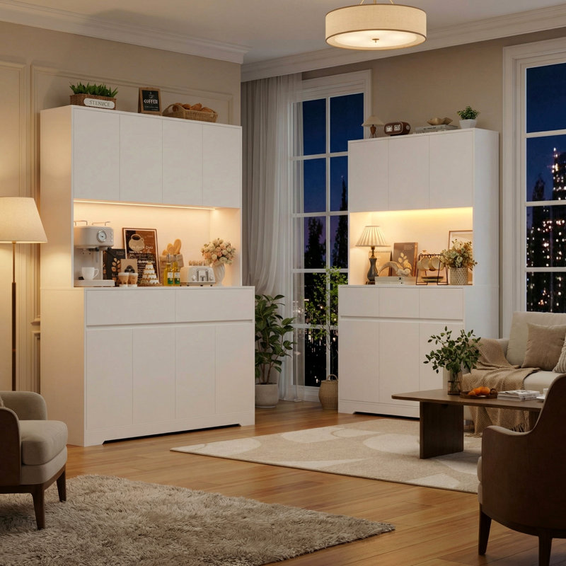 💡 6-Door + 8-Door Pantry Combo – Space-Saving Cabinet Meets Family-Sized Storage – Both Feature Adjustable Shelves, Charging Stations & Soft-Close Hinges