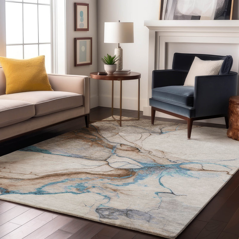 Premium Machine Washable Mehara AMF1690 Abstract Rug, Rectangle 3' x 5'