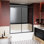 60 In W Single Sliding Shower Door For Bathroom, Black Aluminum Frame, Silent And Safe Movement, Reversible Layout Options , Alloy, Build, Waterproof, Setup