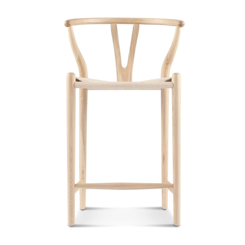 Tabouret de comptoir en bois de frêne naturel tissé à la main traité au feu de bois teint à l'huile 17,77 lb Poids 21,27 po Largeur 21,61 Profondeur 36,33 po Cordon de papier