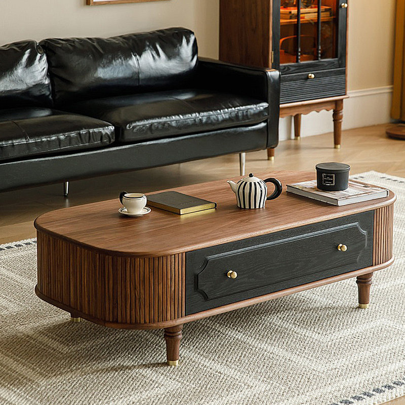 Table basse ovale vintage française, H 15,75 po x L 51,18 po x l 27,56 po