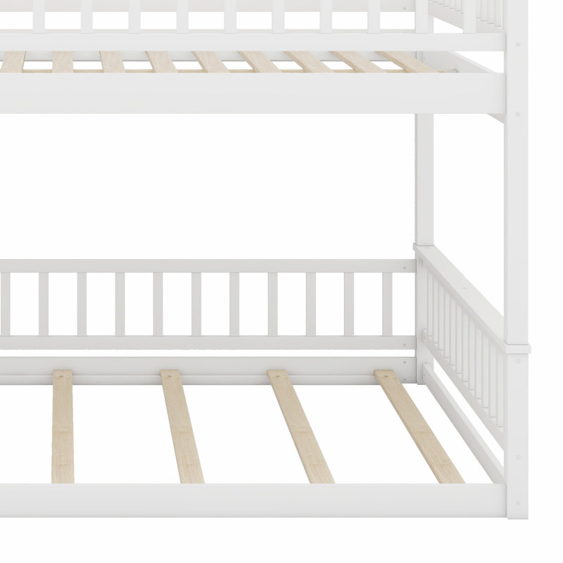 Bunk Bed With Ladder And Guardrails, White