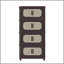 Armoire de rangement pliante rétro brune de 20 pouces de large avec 4 niveaux, bacs pliables, porte magnétique et roulettes pour une mobilité facile