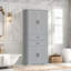 Armoire de rangement pour salle de bain avec 2 tiroirs, tablettes de porte, tablettes réglables et rayures verticales-329358476