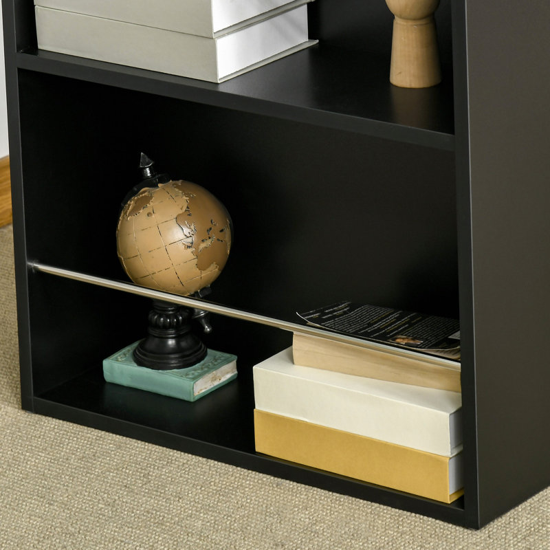 Modern Bar Table Counter Height Dining Table With 3 Storage Shelves For Kitchen, Dining Room, Living Room, Black