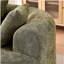 Canapé en forme de croissant, conception moderne à dossier bas avec coussins profonds, comprenant un canapé à trois places rempli de mousse qui ne nécessite aucun assemblage. (Tissu chenille vert)-1099079977-1099079981