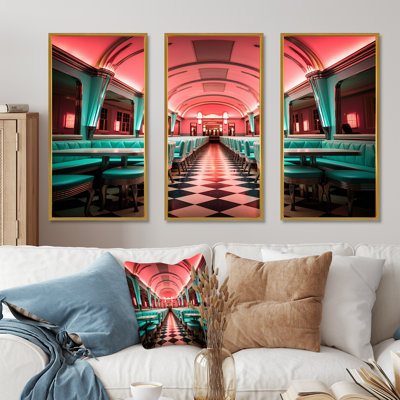 Pink Nostalgic Tunes Fast Food 1960S Diner - Jukeboxes Wall Art