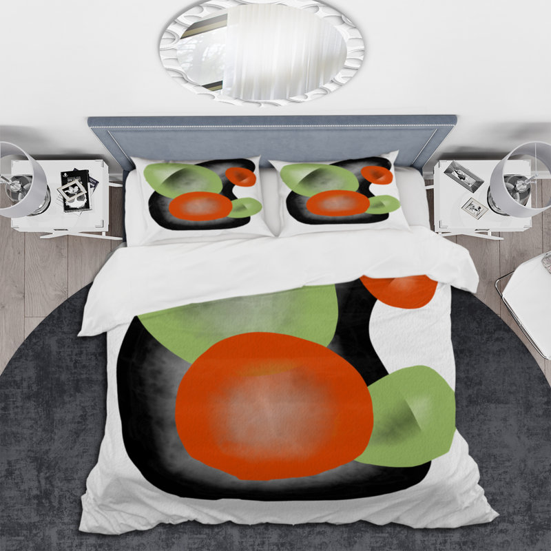 Ensemble de housse de couette en microfibre vert / rouge / noir, Housse de couette simple + 1 taie décorative stan